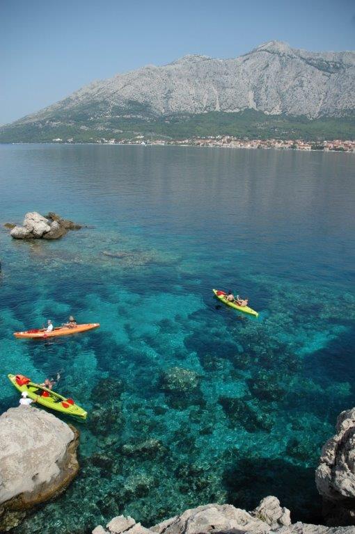 Peljesac kilátás panoráma, tenger, kajakozók